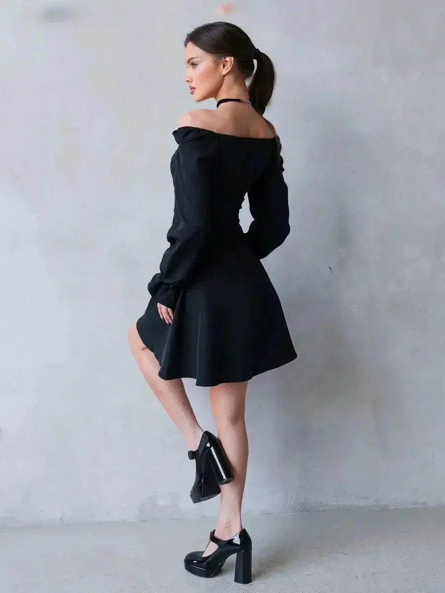 2024 Elegant Black Commuting Autumn Sexy Long Sleeve Bodycon Fashion Chic Dress