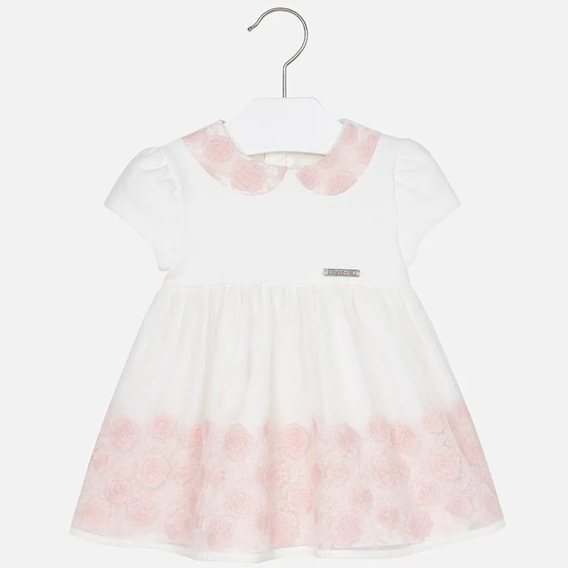 2917 Baby girl embroidered tulle short sleeve dress