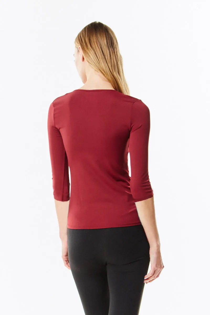 3/4 Sleeve Burgundy Microfiber Layering Shell