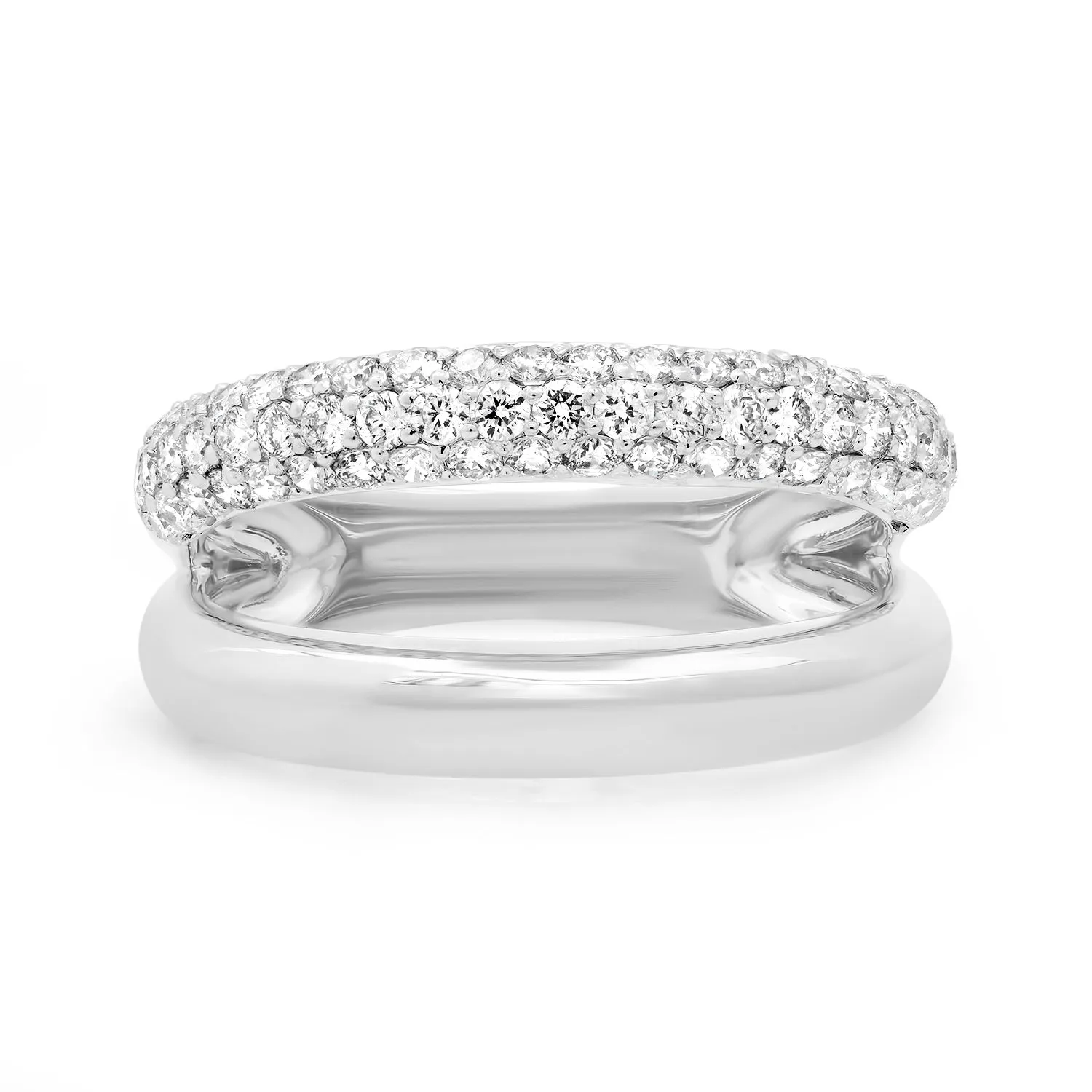 50/50 Diamond & High Polish Split Stacking Ring