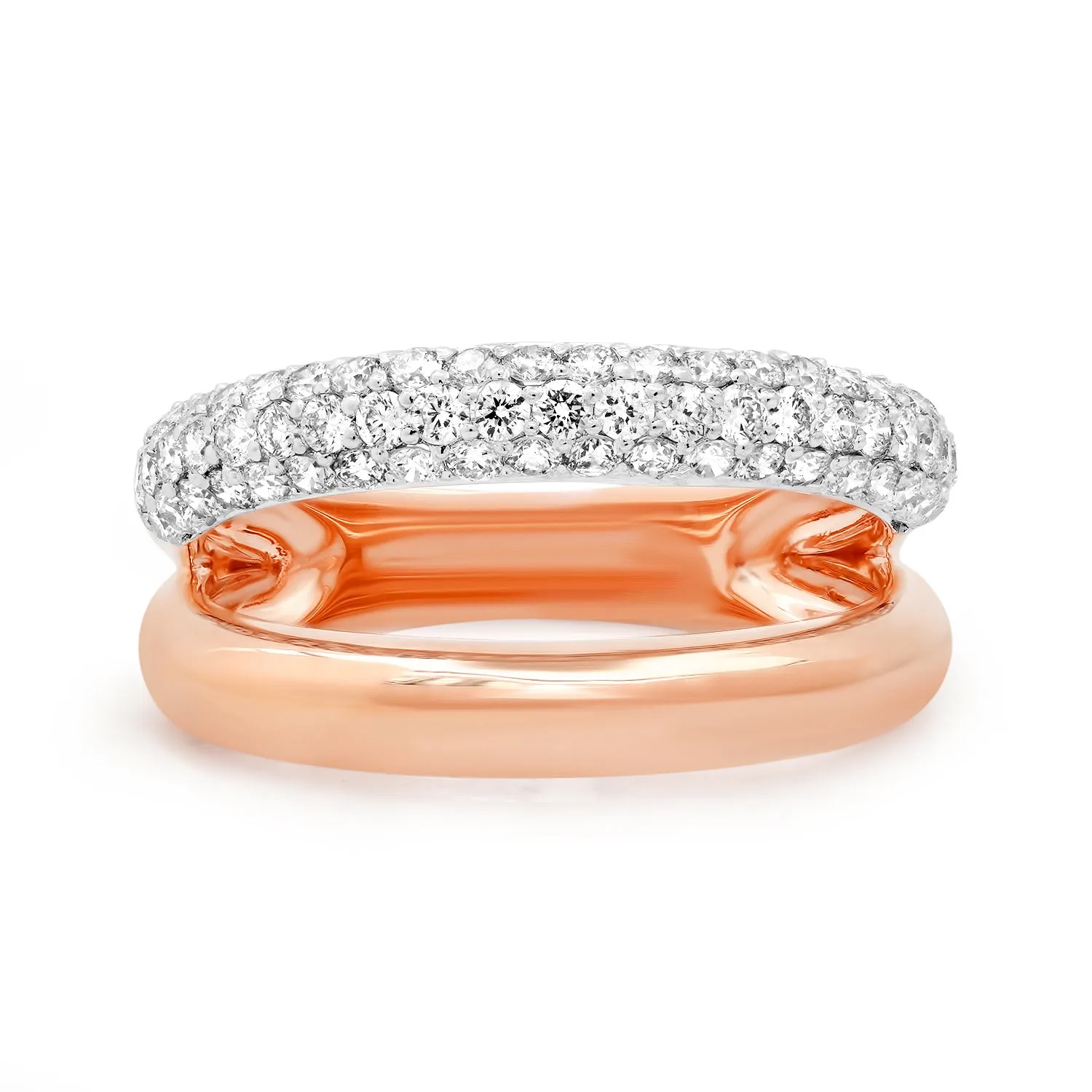 50/50 Diamond & High Polish Split Stacking Ring