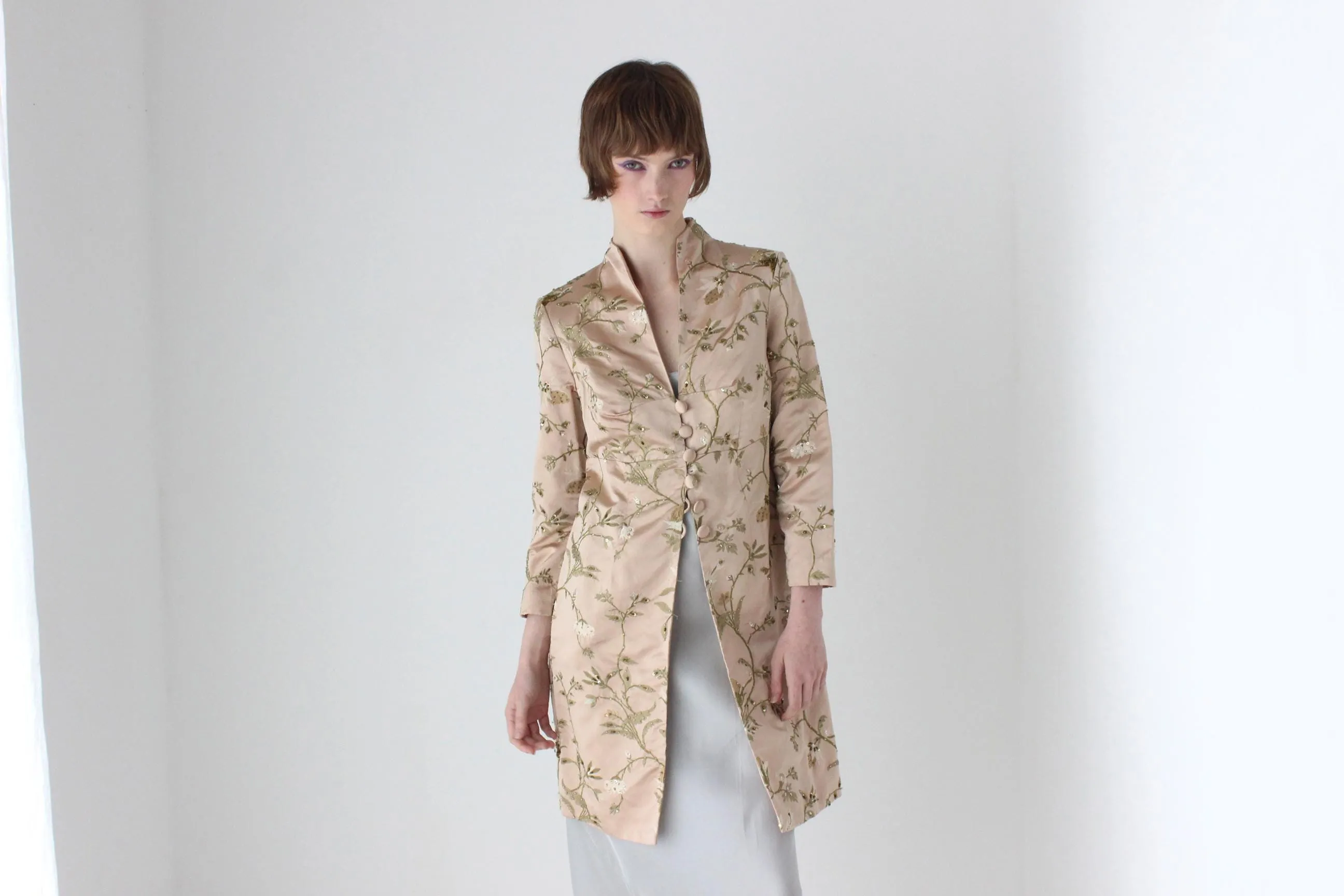 90s Opulent Embroidered & Beaded Silk Event Jacket