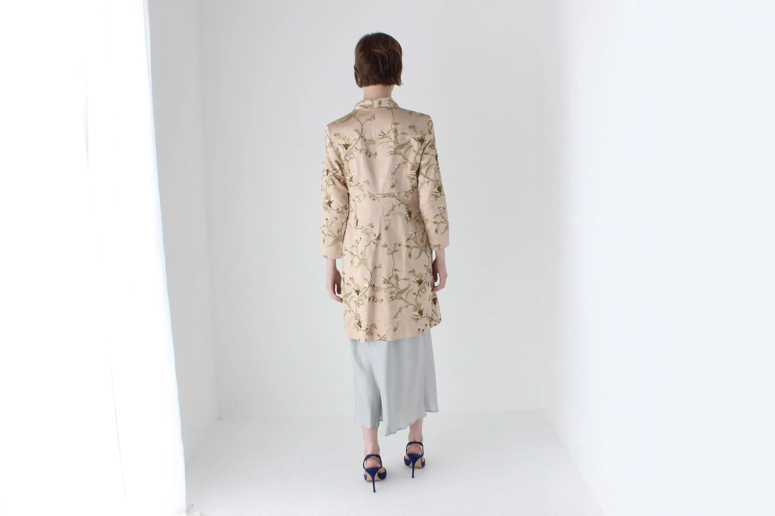 90s Opulent Embroidered & Beaded Silk Event Jacket