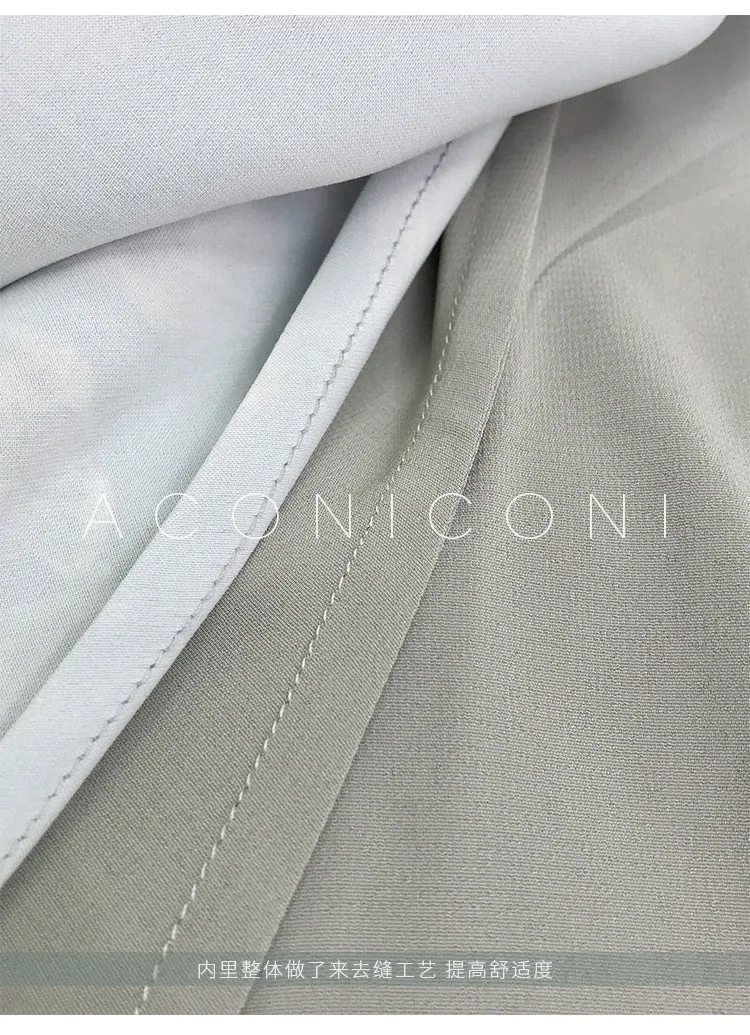 Aconiconi｜kite white French elegant v-neck mid-length fishtail dress -Qingshan