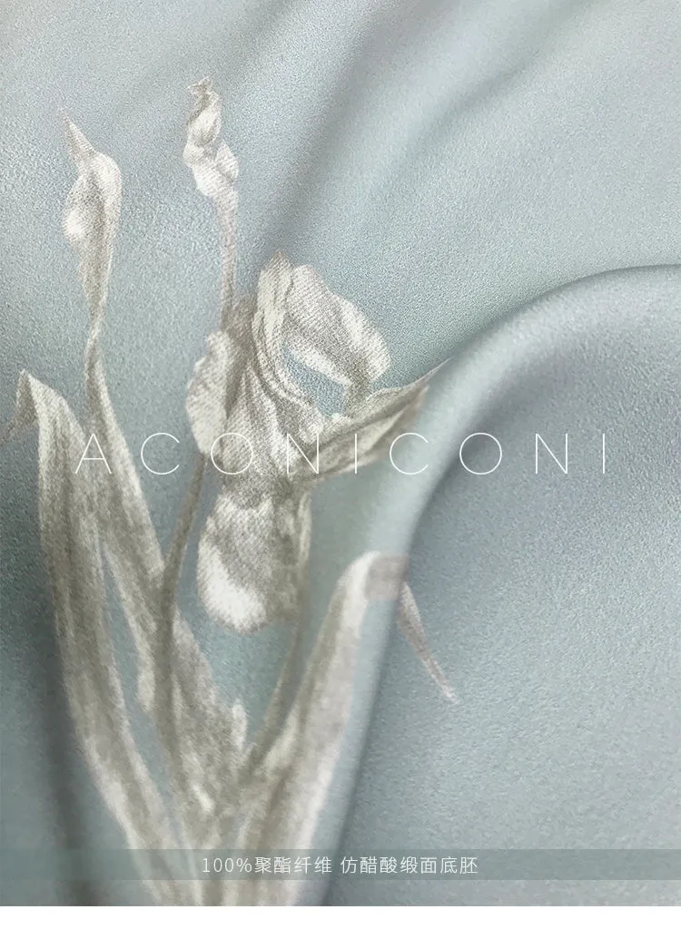 Aconiconi｜kite white French elegant v-neck mid-length fishtail dress -Qingshan