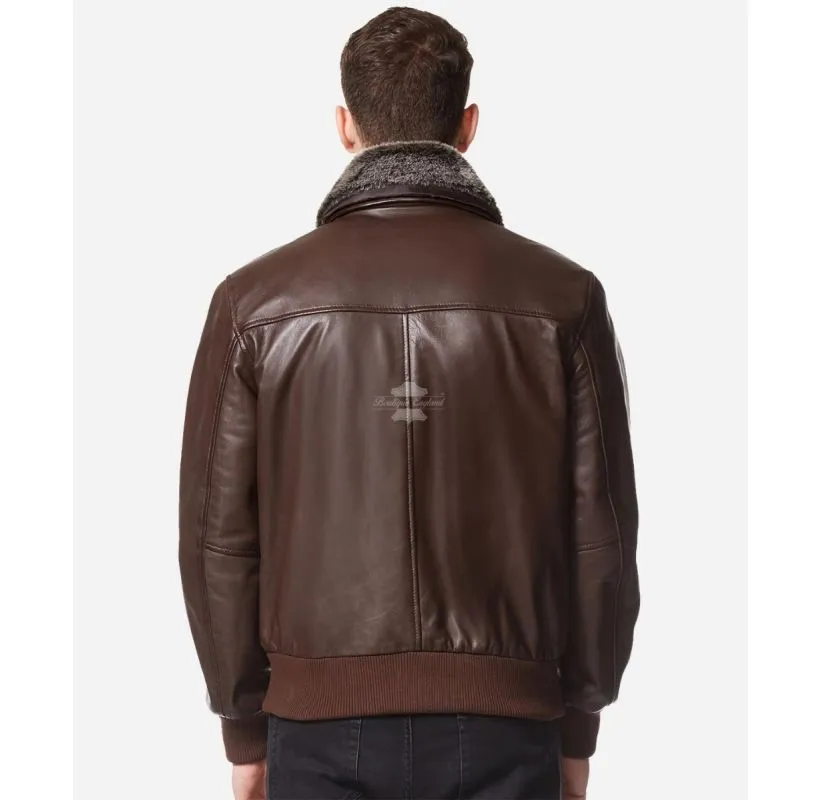 AIR FORCE Aviator Leather Jacket Fur Collared Leather BOMBER