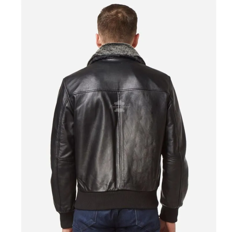 AIR FORCE Aviator Leather Jacket Fur Collared Leather BOMBER