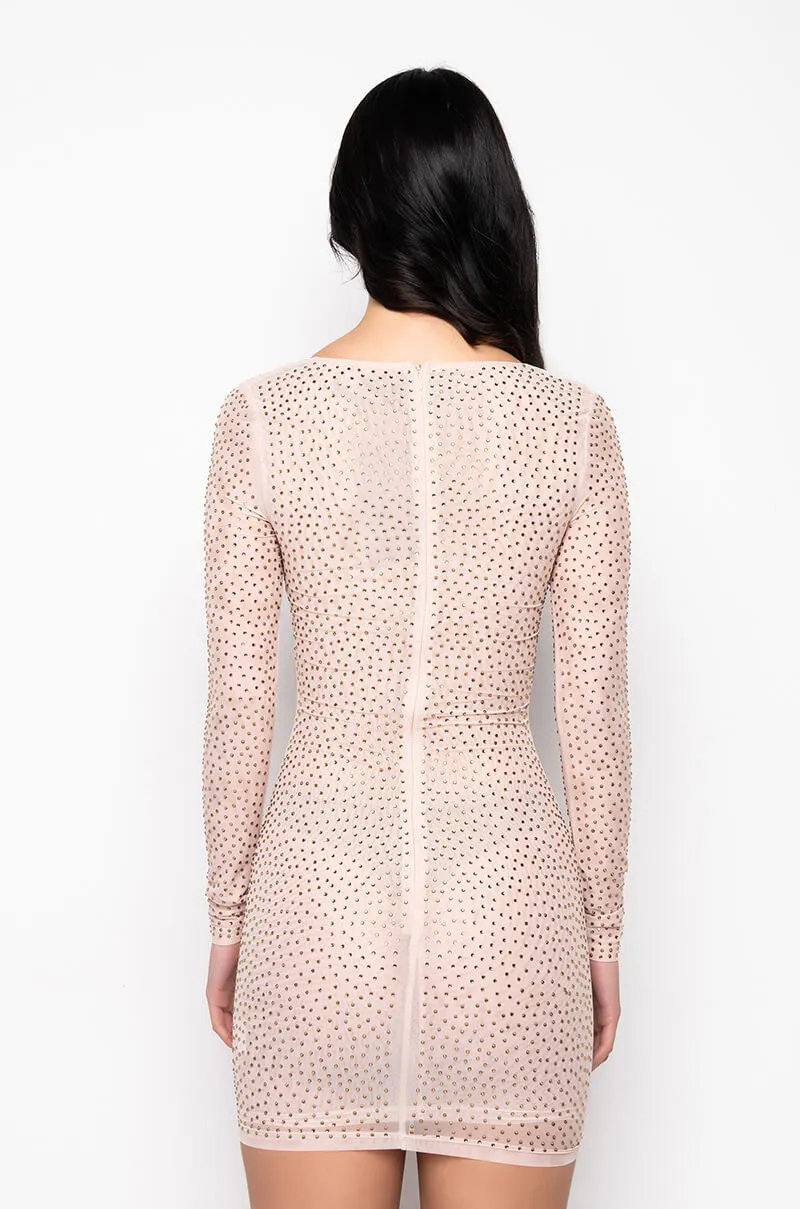 ALL MY LOVE IN THIS RHINESTONE MINI DRESS