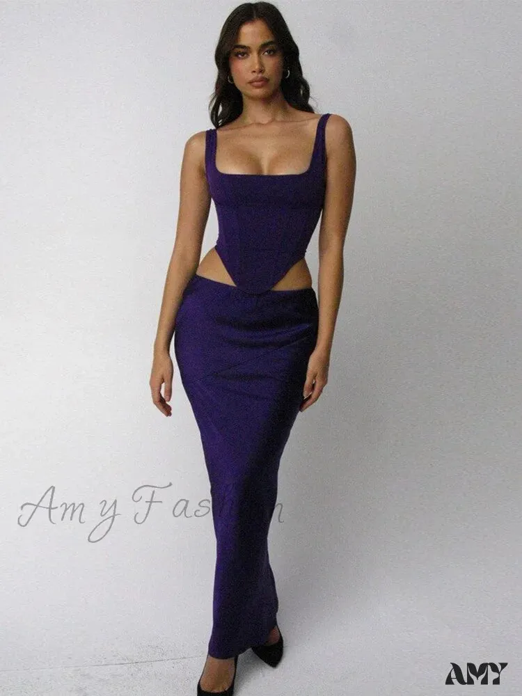 Amy Fashion - 2 Layer Lining Elastic Boned Underwire Split Dresses