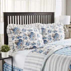 Annie Blue Floral Ruffled Standard Sham 21x27