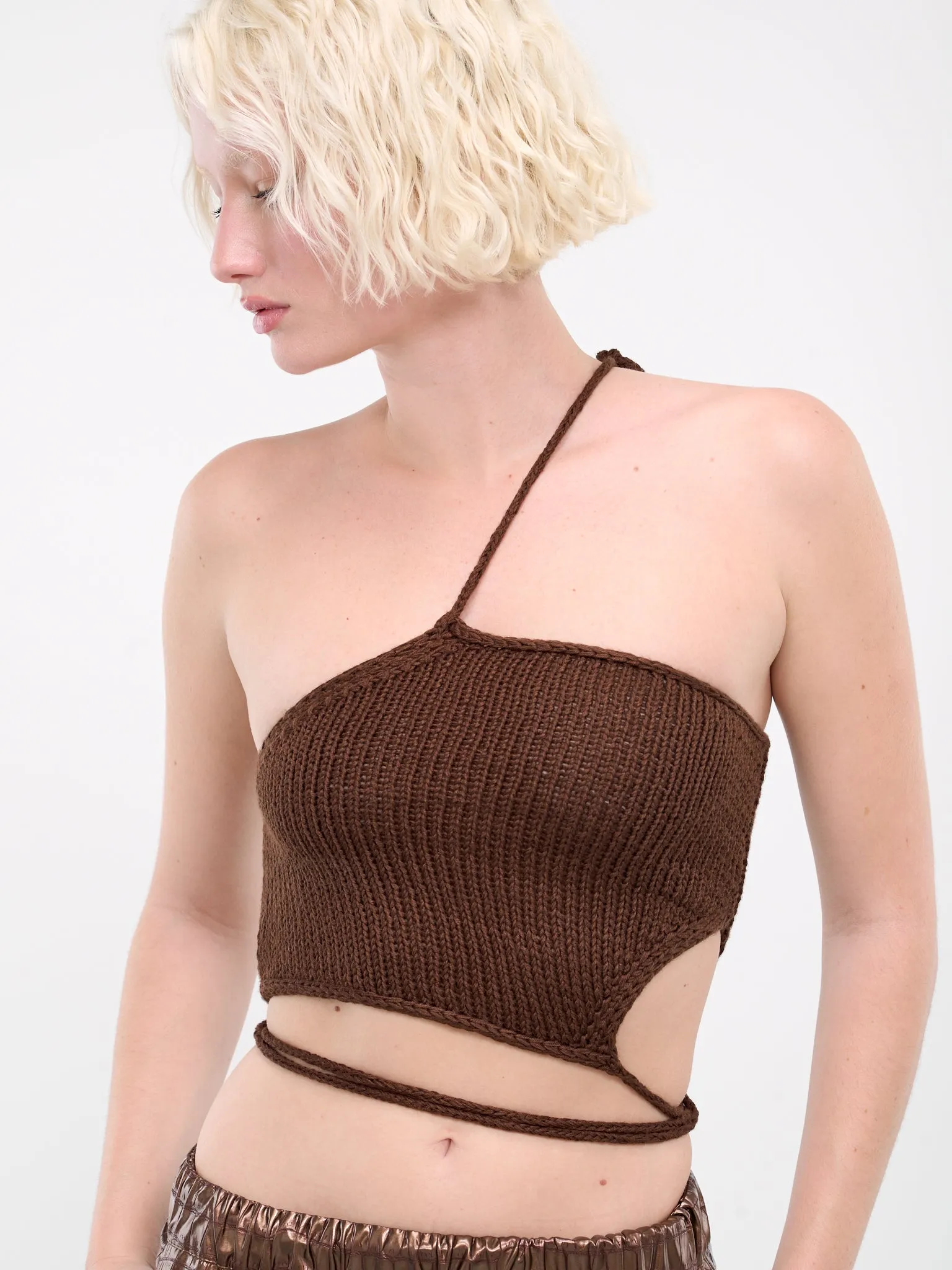 Asymmetric Knit Tank Top (UN-TOP-01-BROWN)