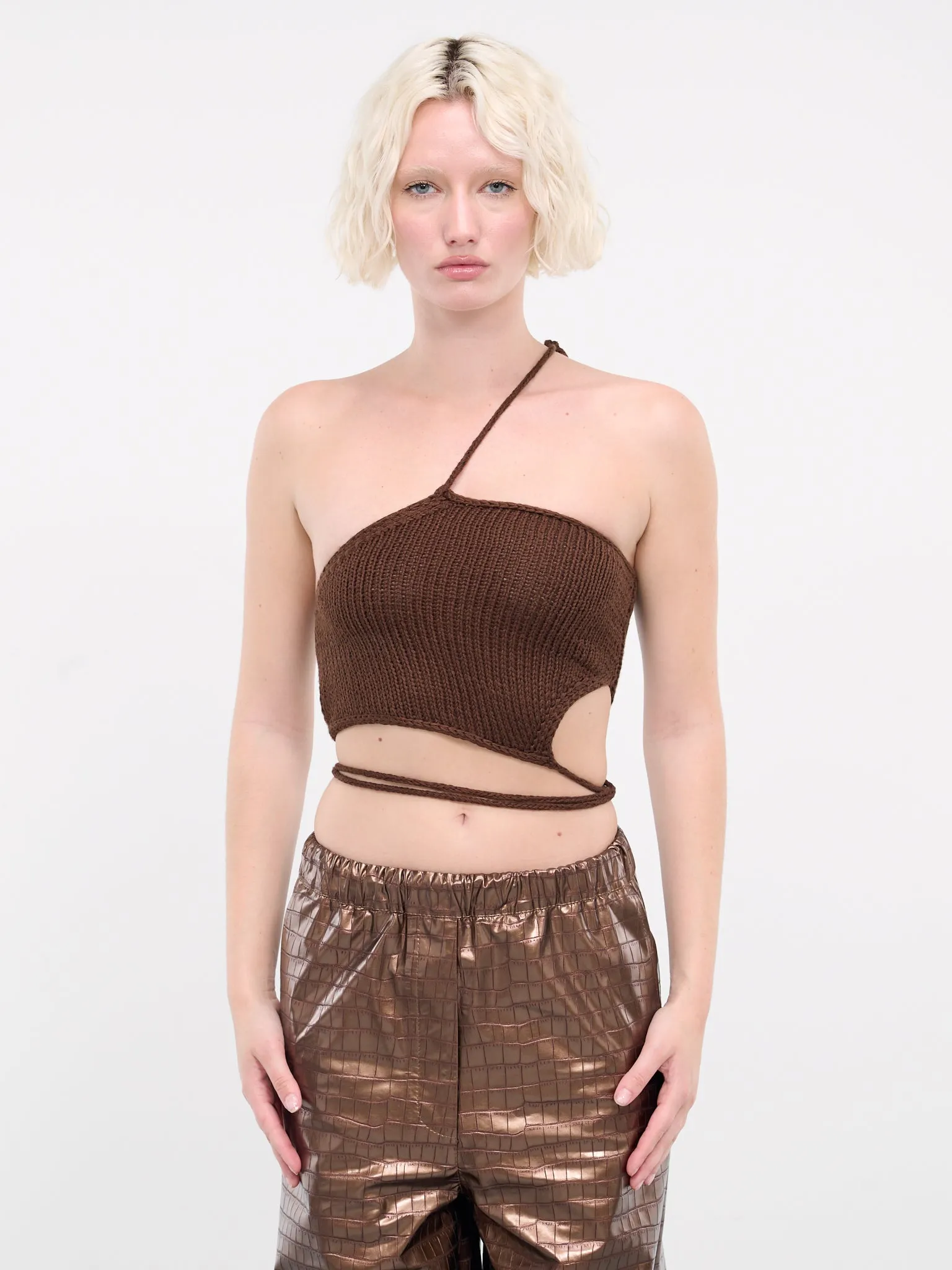 Asymmetric Knit Tank Top (UN-TOP-01-BROWN)