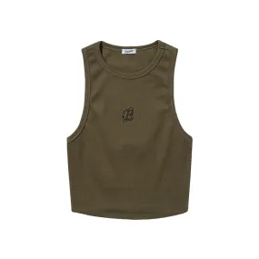 B LOGO SLEEVELESS TOP KHAKI