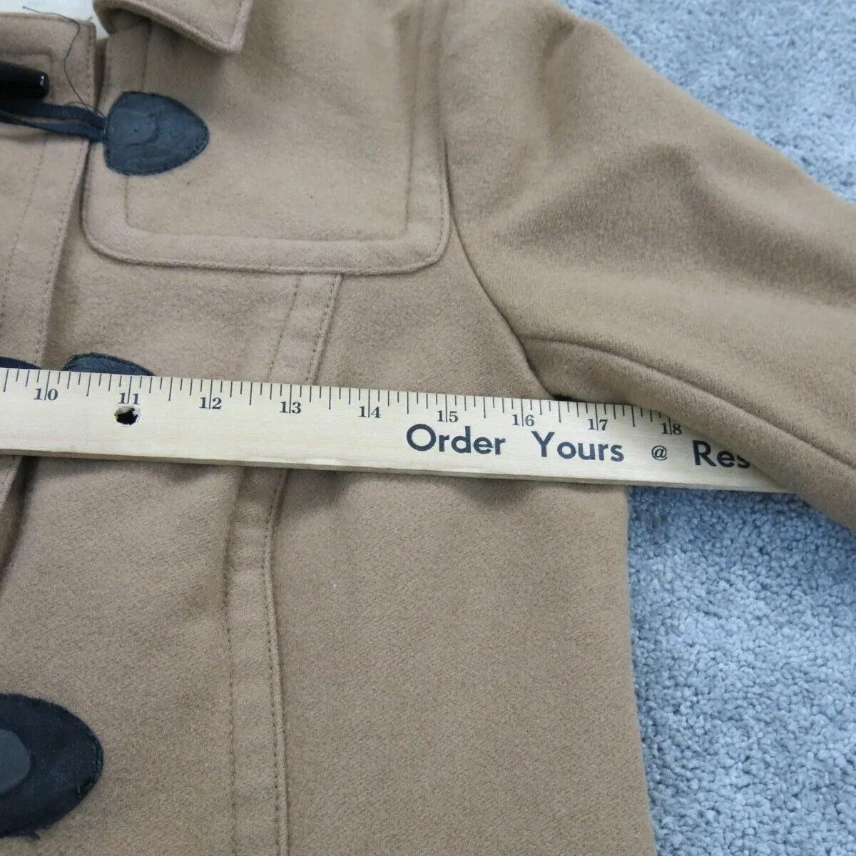 Banana Republic Womens Pea Coat Front Duffle Button Long Sleeve Camel Tan SZ XS