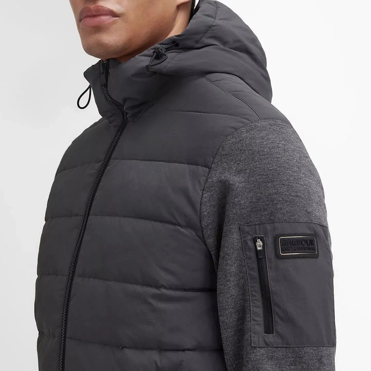 Barbour International Stanley Quilted Sweatshirt Jacket In Charcoal Marl