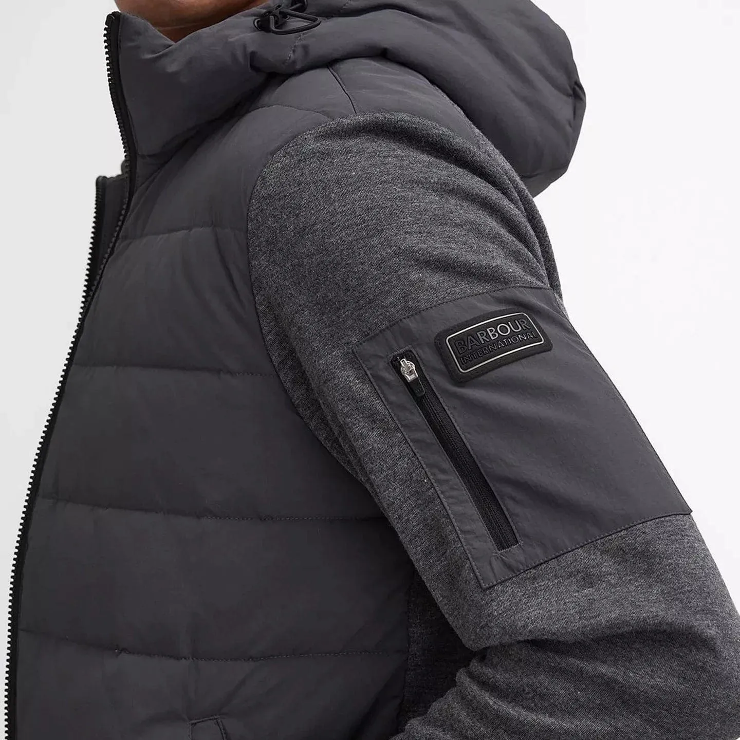 Barbour International Stanley Quilted Sweatshirt Jacket In Charcoal Marl