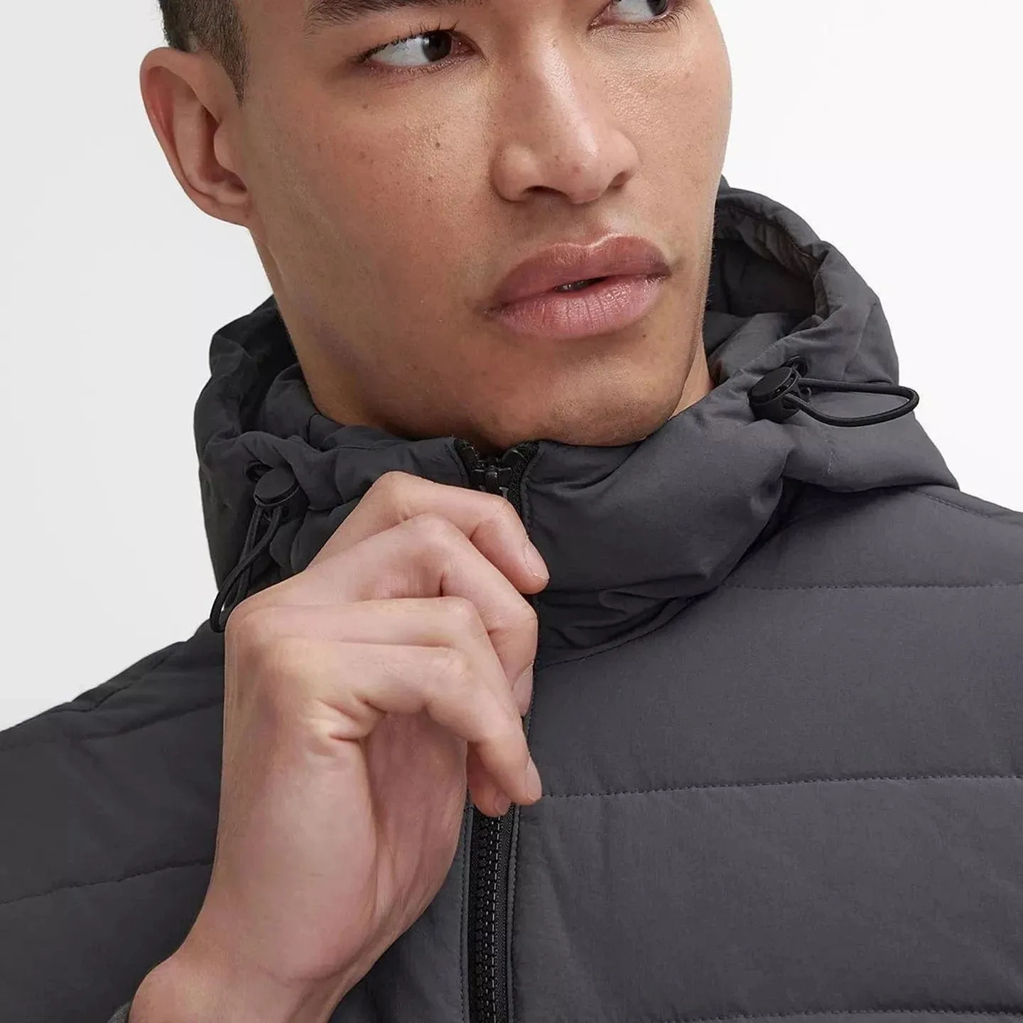 Barbour International Stanley Quilted Sweatshirt Jacket In Charcoal Marl