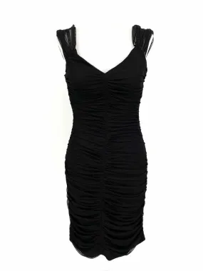 BCBGeneration Women's Black Bodycon Mesh Ruched Size 6 Dress