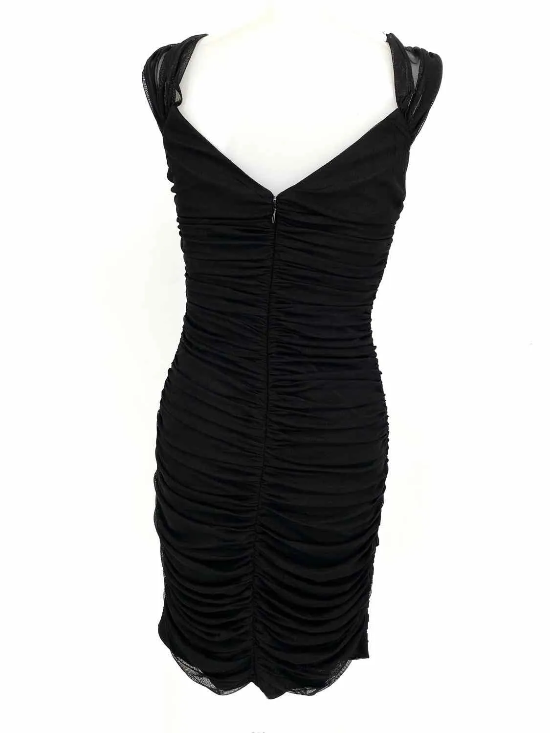 BCBGeneration Women's Black Bodycon Mesh Ruched Size 6 Dress