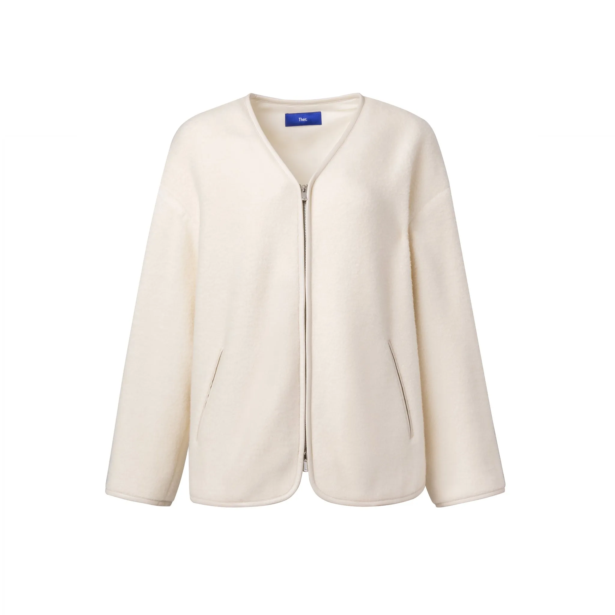 Beige Zipped Fleece Jacket