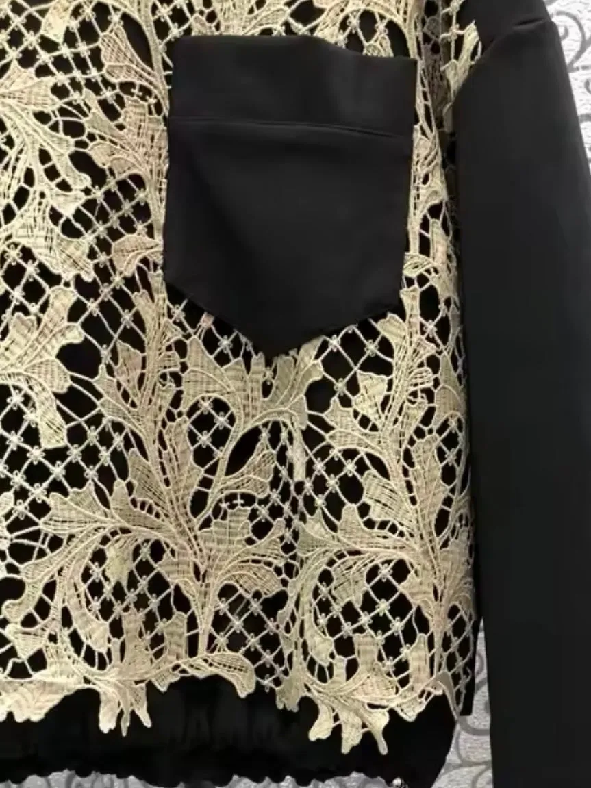 Black and beige lace 2 top sweater