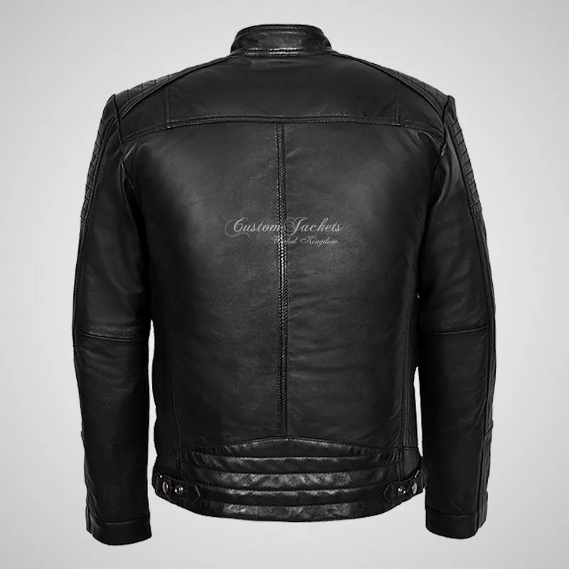 CALEB Biker Style Leather Jacket For Men