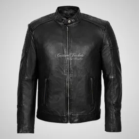 CALEB Biker Style Leather Jacket For Men