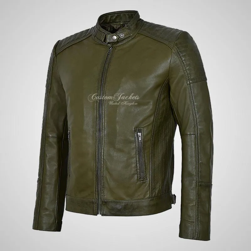 CALEB Biker Style Leather Jacket For Men