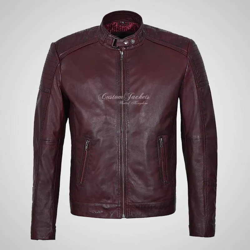 CALEB Biker Style Leather Jacket For Men