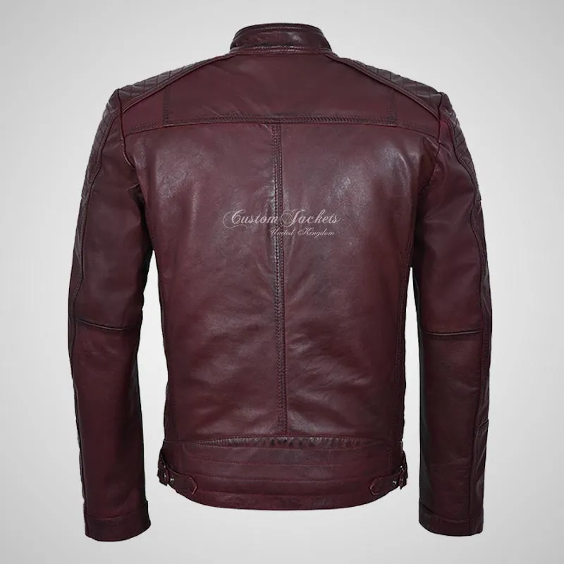 CALEB Biker Style Leather Jacket For Men