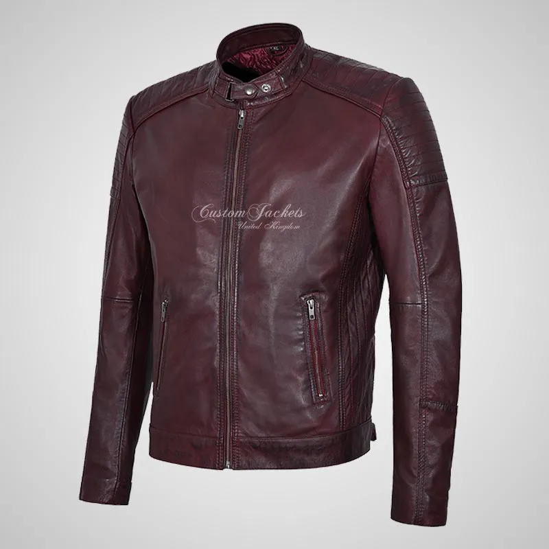 CALEB Biker Style Leather Jacket For Men