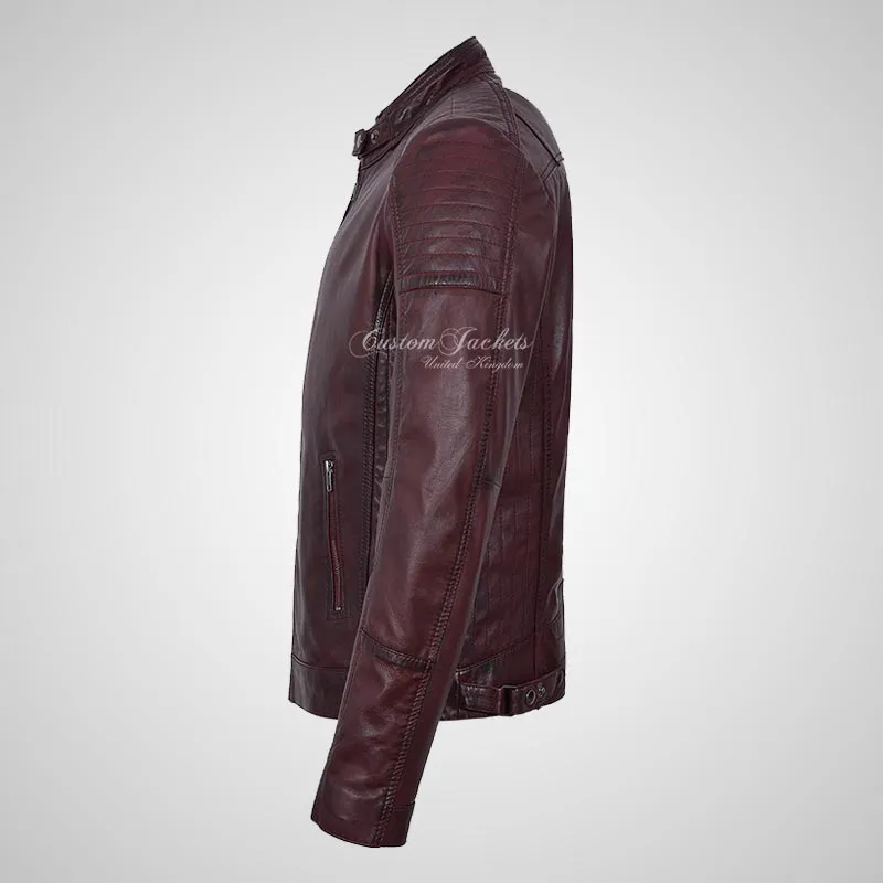 CALEB Biker Style Leather Jacket For Men