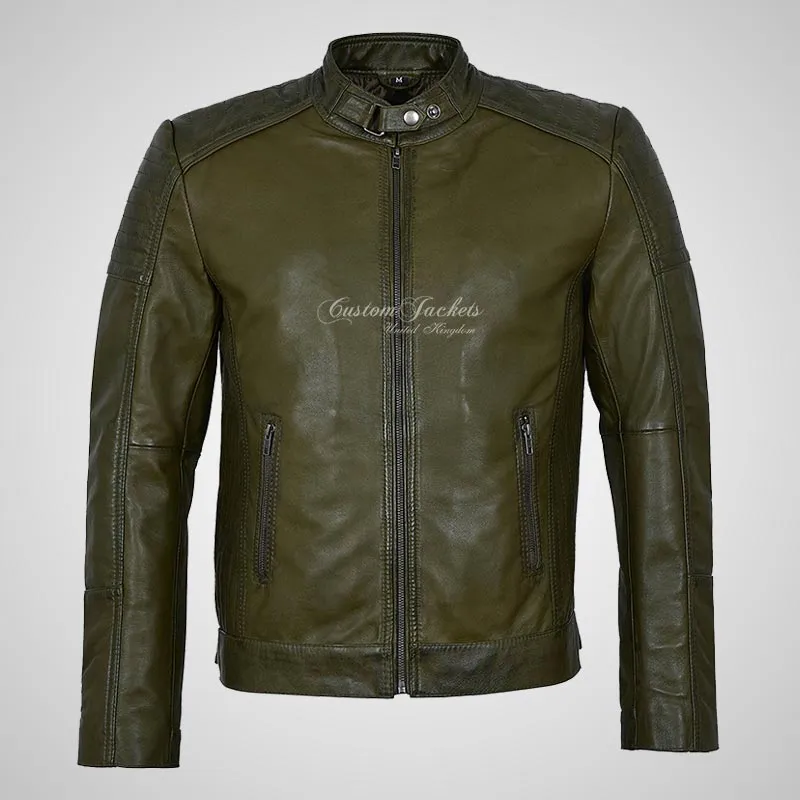 CALEB Biker Style Leather Jacket For Men