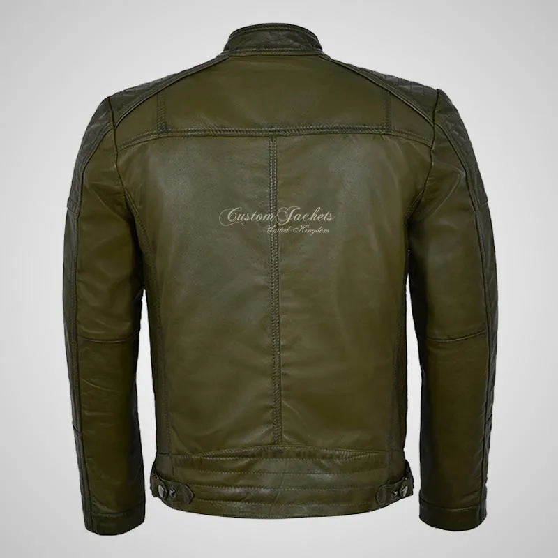 CALEB Biker Style Leather Jacket For Men