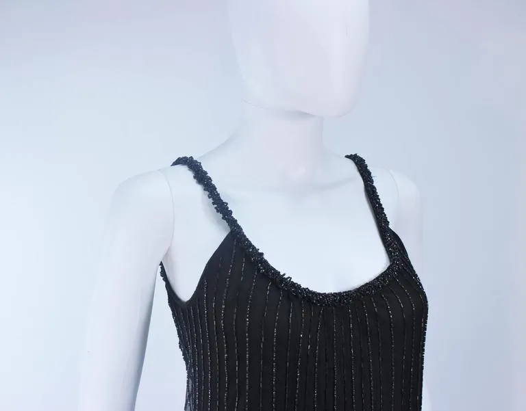 CARLOTA ALFARO Black Beaded Mesh Flapper Style Dress Size 4