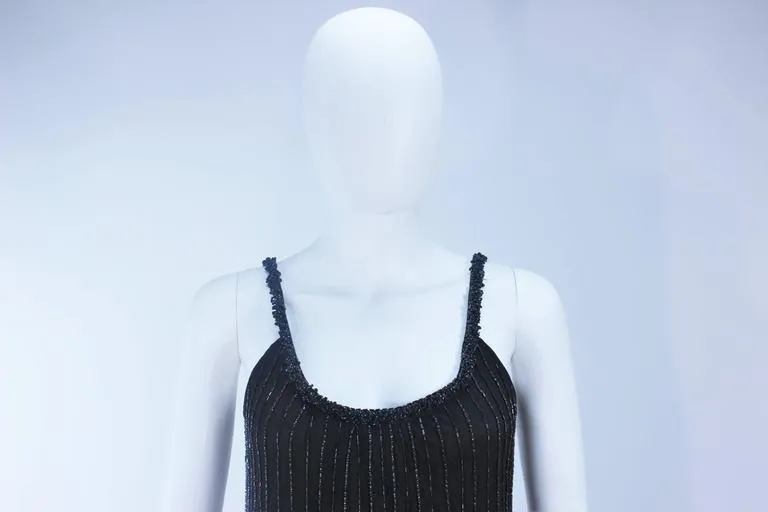 CARLOTA ALFARO Black Beaded Mesh Flapper Style Dress Size 4