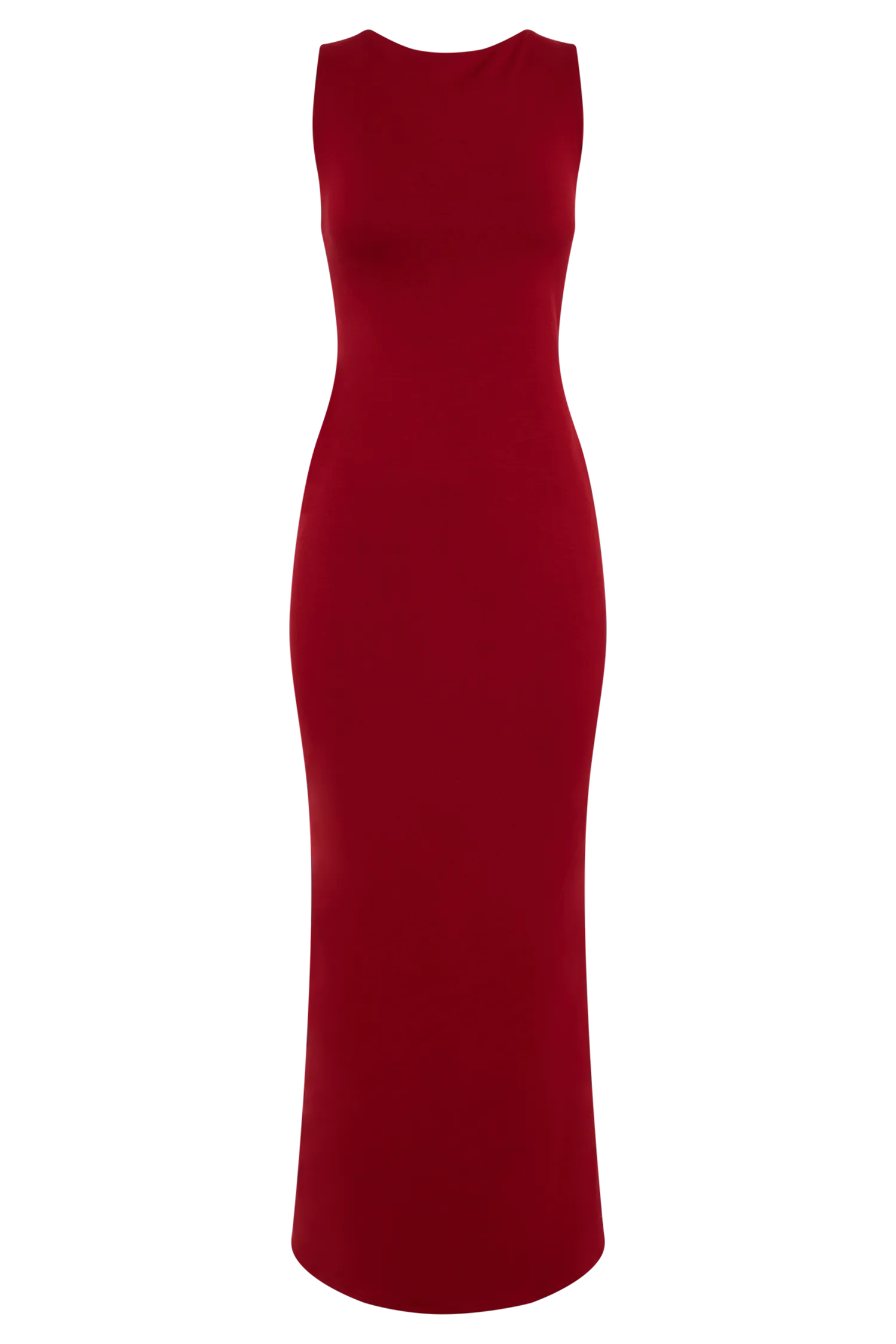 Catelyn Asymmetrical Scuba Jersey Midi Dress - Ruby