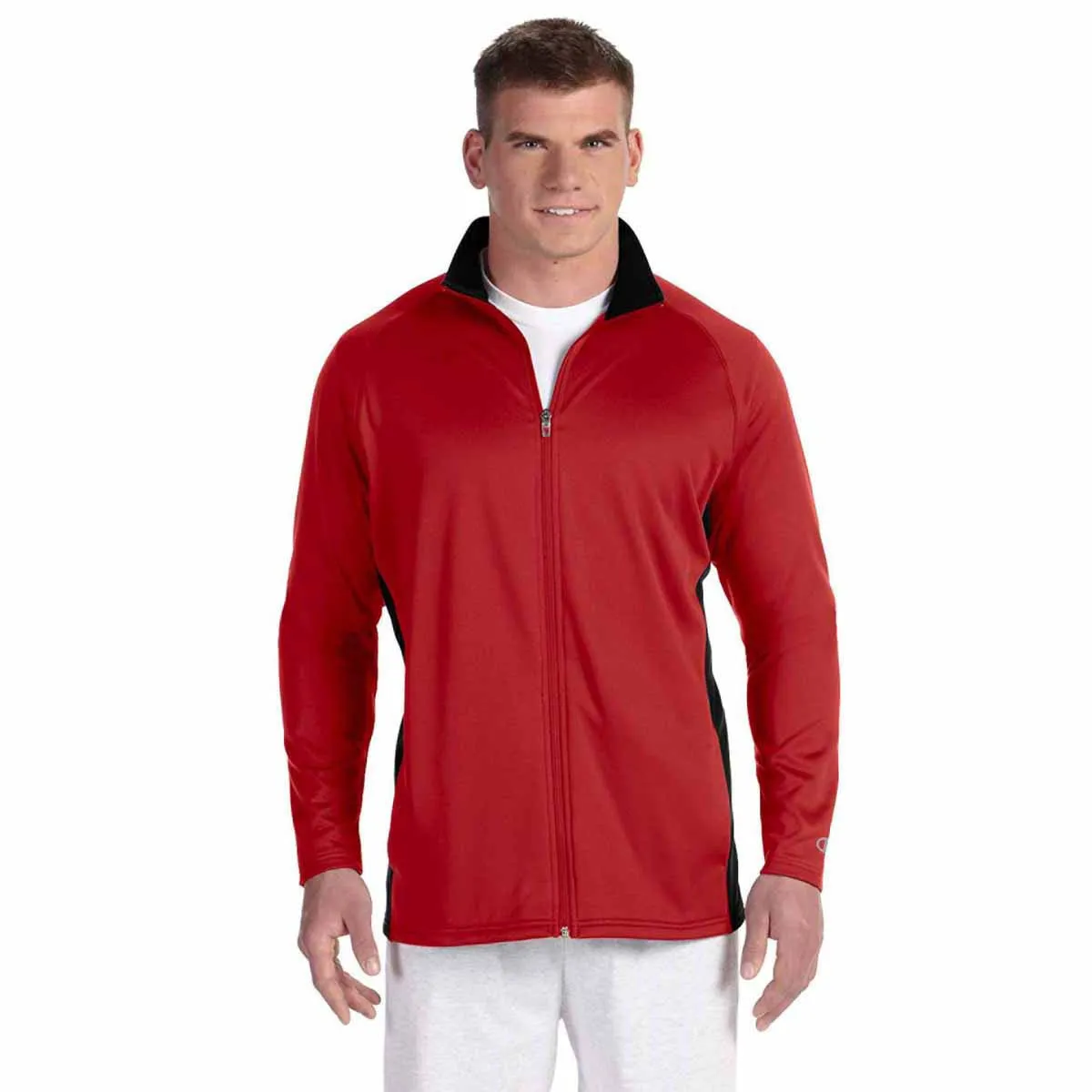 Champion Men's Scarlet/Black Performance 5.4-Ounce Colorblock Full-Zip Jacket