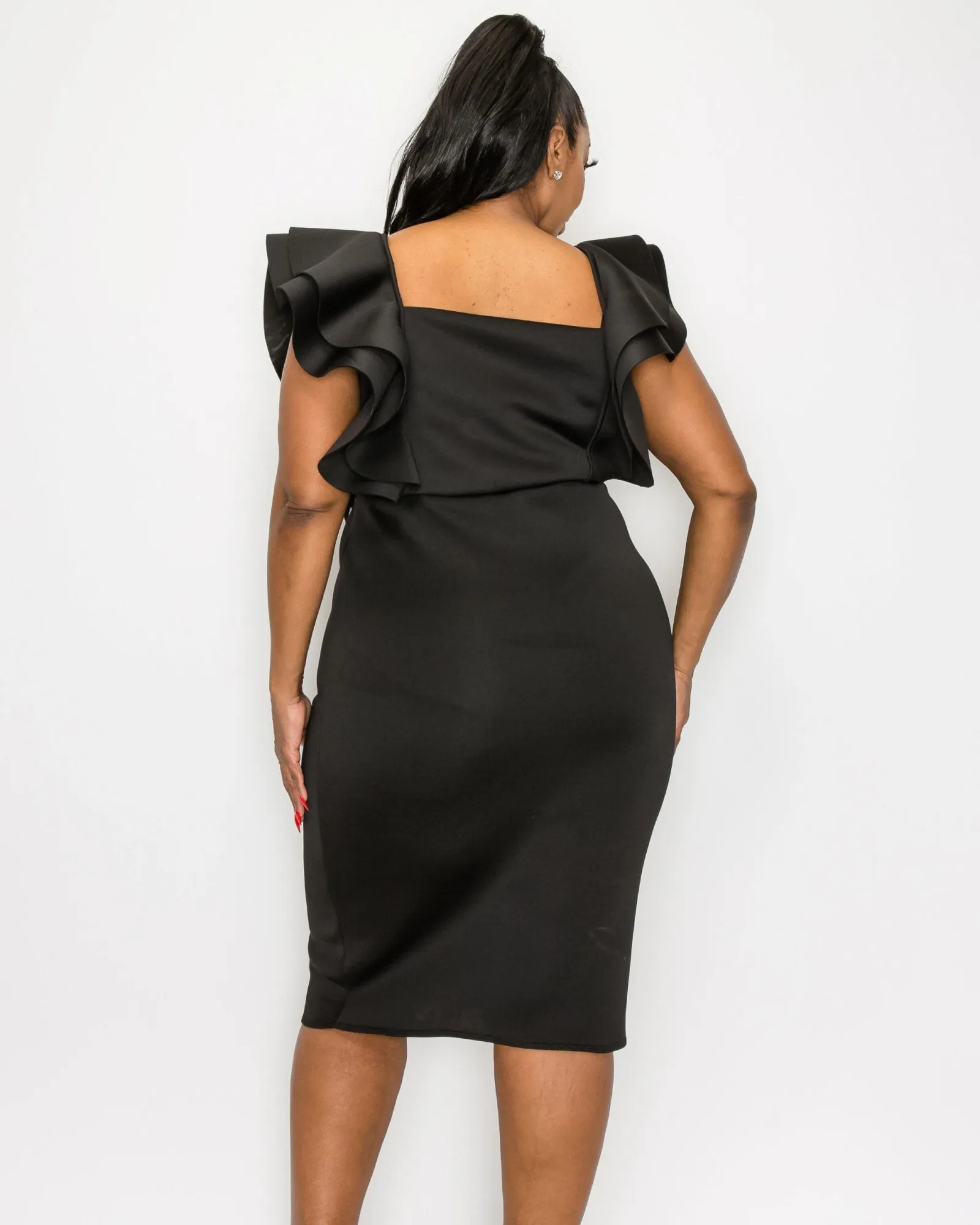 Charlie Flutter Sleeve Dress | Black