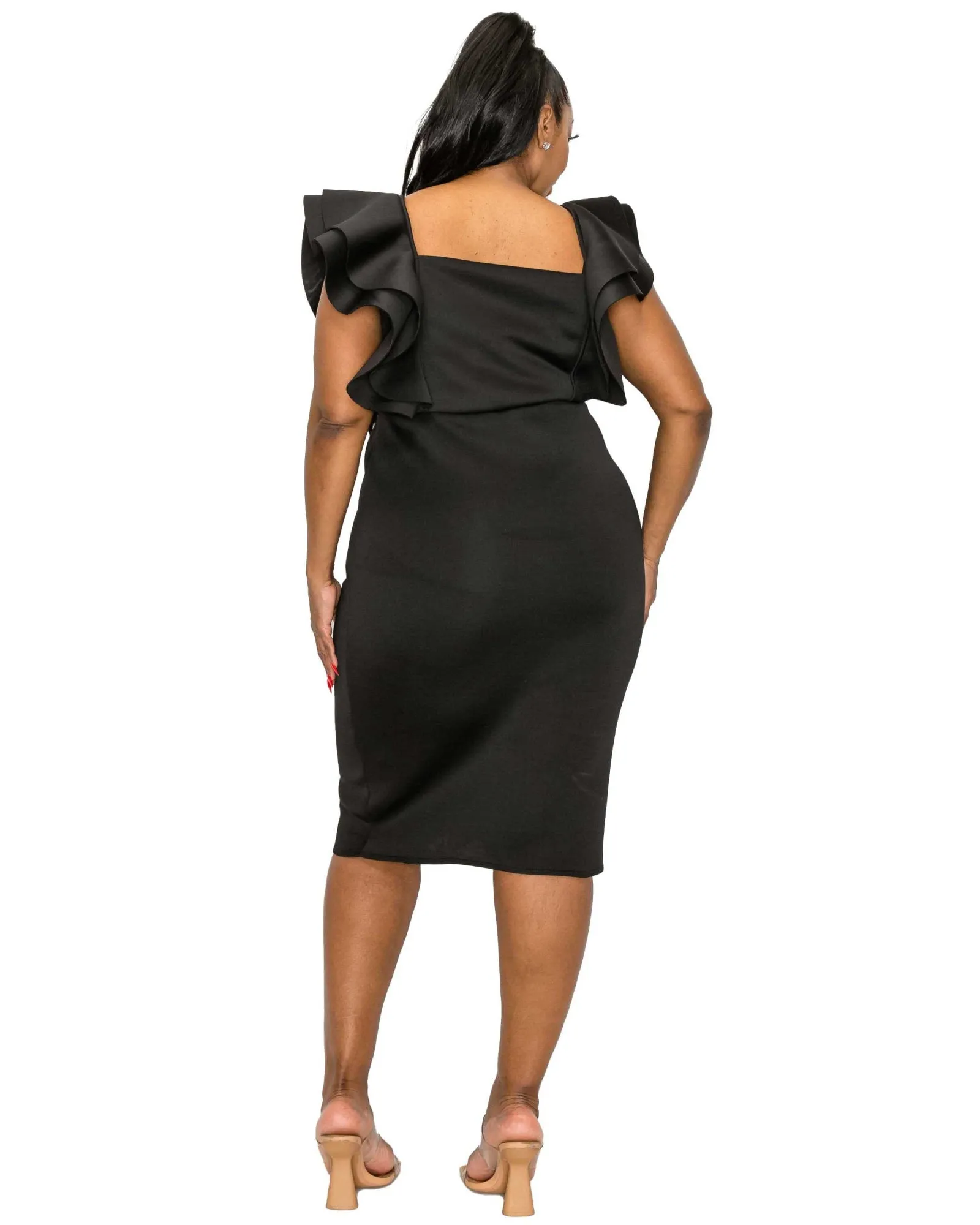 Charlie Flutter Sleeve Dress | Black