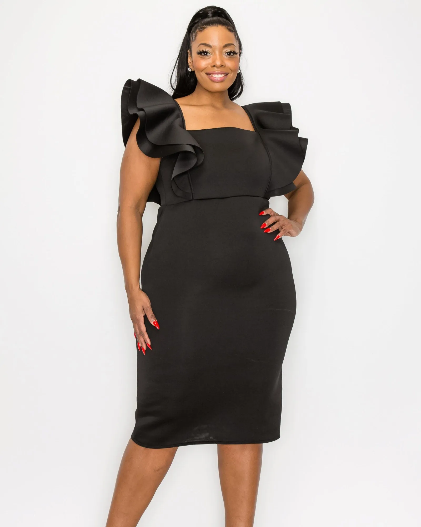 Charlie Flutter Sleeve Dress | Black