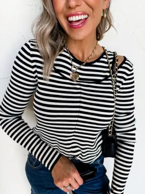 Cold Shoulder Striped Double Layer Top