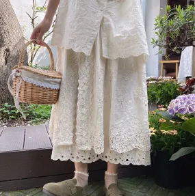 Cottagecore Embroidered Cotton Skirt