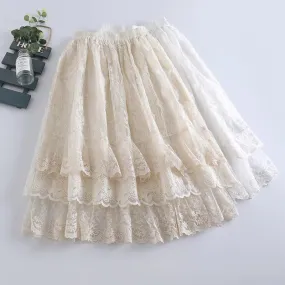 Cottagecore Lace Embroidery Skirt