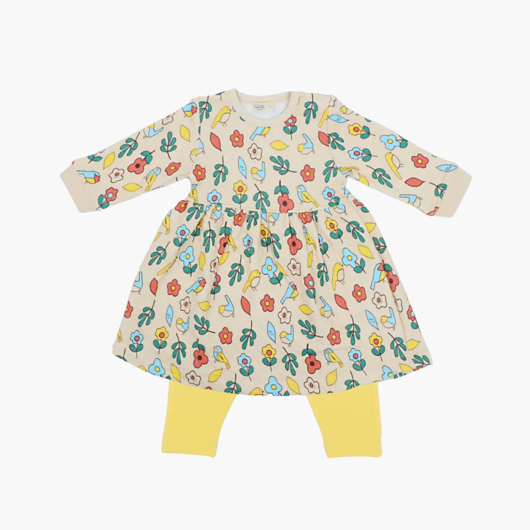 Cozy Nest - Quilted Full sleeve Frock and pants for girls