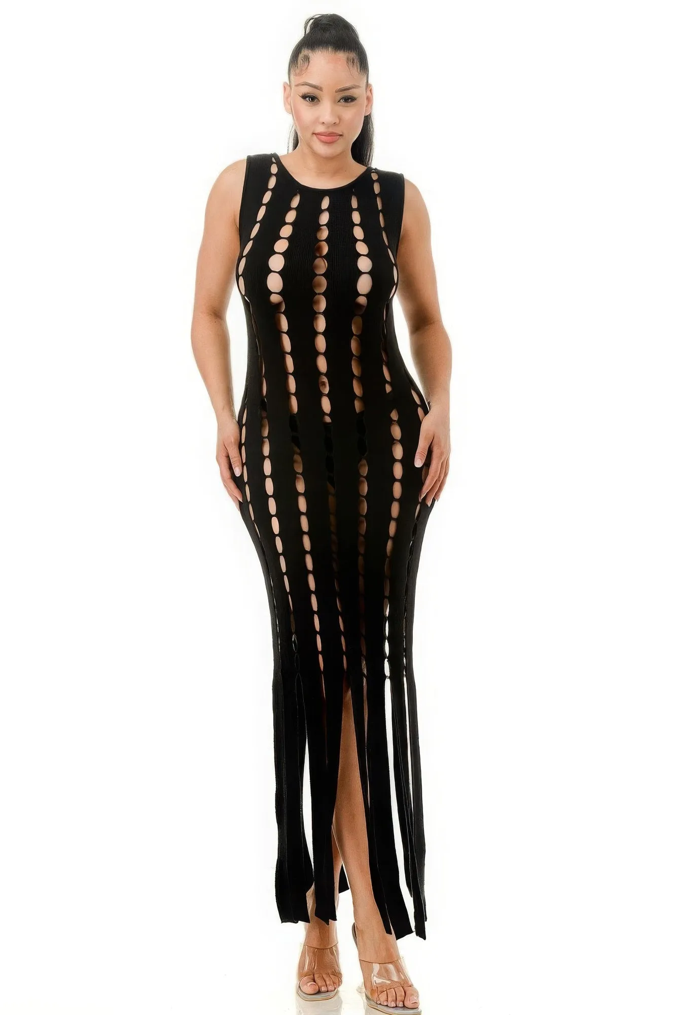 Cut Out Beachwear Fringe Dress