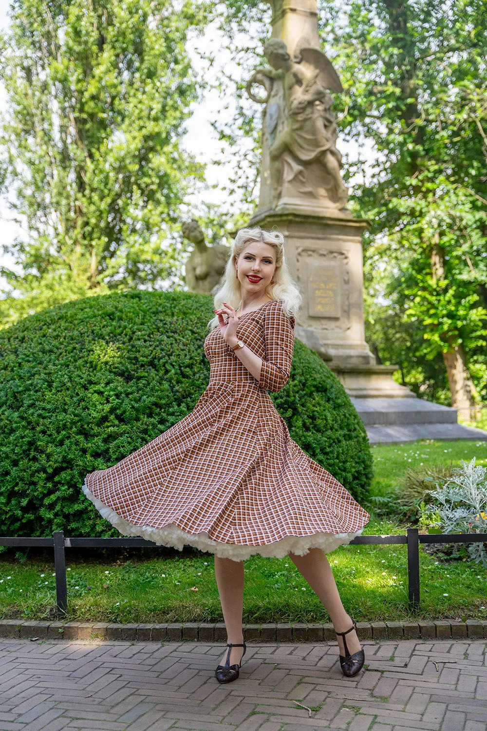 Daniella Check Swing Dress by Hearts and Roses