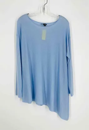 Eileen Fisher Size M Lt Blue Asymmetrical Knit Tops Top-Long Sleeve