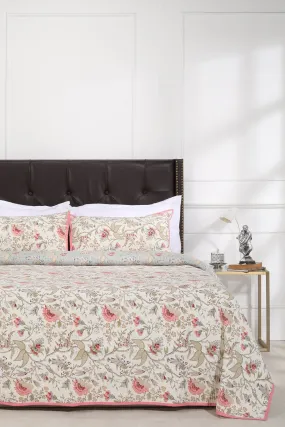 Elizabeth Red Quilted Cotton Bedcover