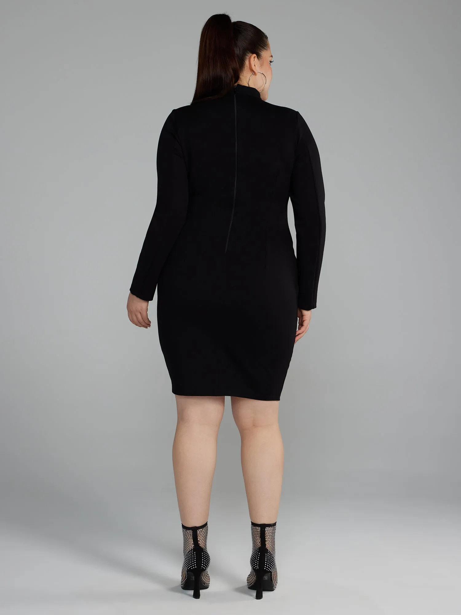 Fashion To Figure - Grommet Seamed Ponte Knit Dress